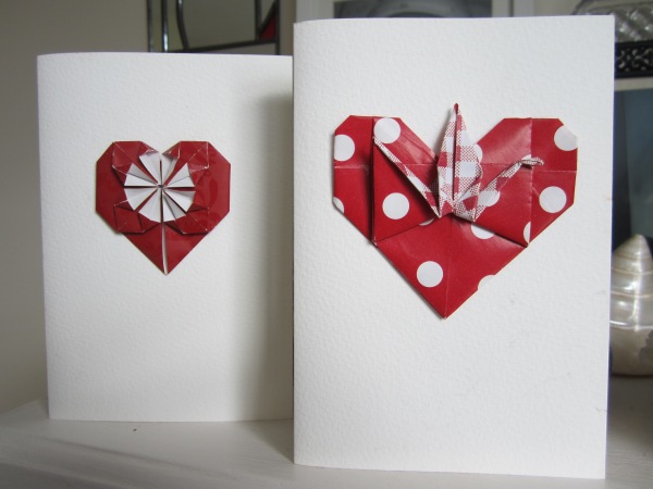 origami heart cards Valentines